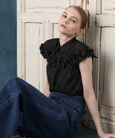 【LOULOU WILLOUGHBY】メニーリボンシャツ