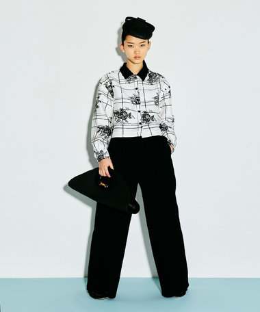 【LOULOU WILLOUGHBY】ダブルクロスハイウエストサロペットパンツ