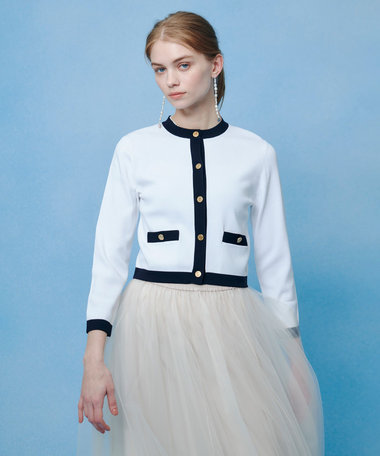 ◇【LOULOU WILLOUGHBY】バイカラーコンパクトカーディガン