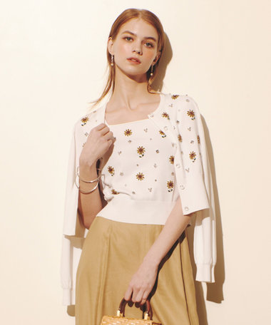  WEB 一部店舗限定【LOULOU WILLOUGHBY】サンフラワービジューカーディガン