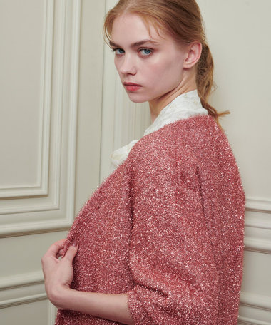 【LOULOU WILLOUGHBY】フィルムラメミドルカーディガン