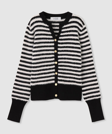 ◇【LOULOU WILLOUGHBY】フェザーボーダーカーディガン
