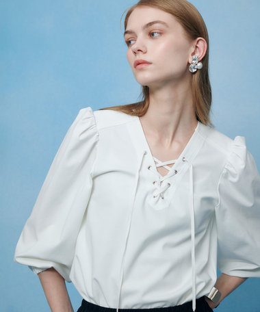 【LOULOU WILLOUGHBY】モックロディレースアップマリンプルオーバー