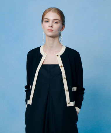 ◇【LOULOU WILLOUGHBY】バイカラーコンパクトカーディガン