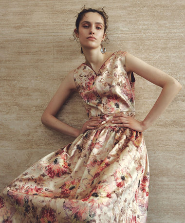 【LOULOU WILLOUGHBY】BHARAT SILK ハートネックワンピース