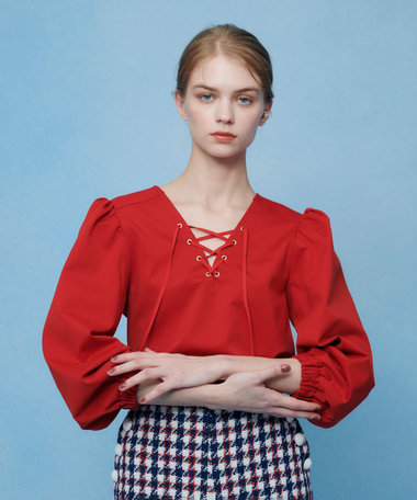 【LOULOU WILLOUGHBY】モックロディレースアップマリンプルオーバー