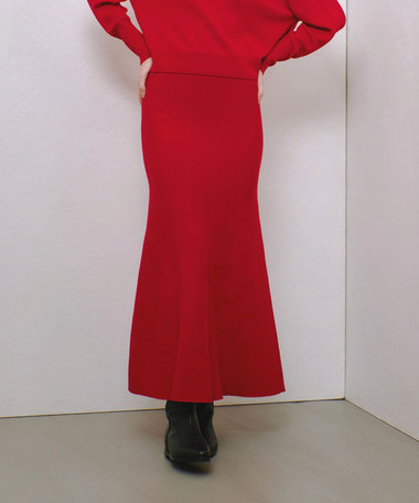 【セットアップ対応可能】ウール混Wフェイスナローマーメイドスカート