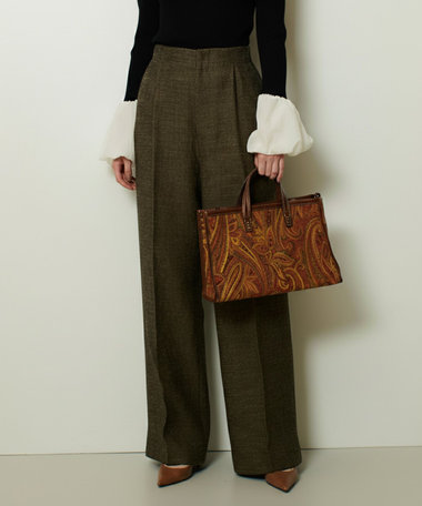 リネンウールストレートパンツ