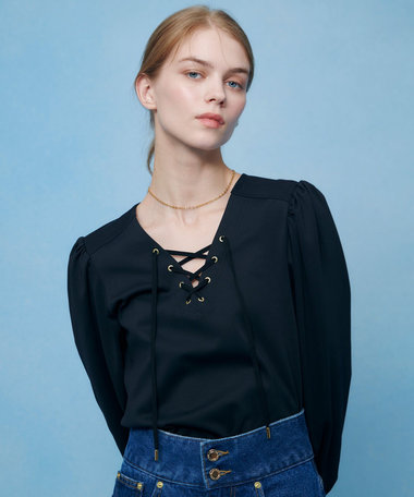 【LOULOU WILLOUGHBY】モックロディレースアップマリンプルオーバー