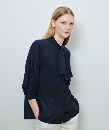 極美品 allureville ブラウス 薄手 アルアバイル ジョーゼット細パイピングブラウス | allureville (Women
