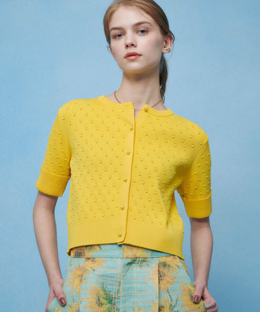 【LOULOU WILLOUGHBY】アイレット半袖カーディガン