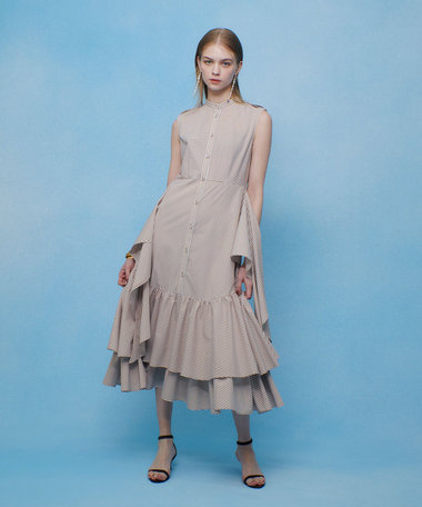 【LOULOU WILLOUGHBY】レイヤードレープワンピース