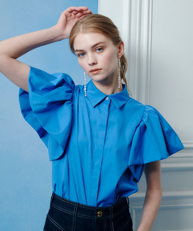 【LOULOU WILLOUGHBY】バルーンスリーブシャツブラウス