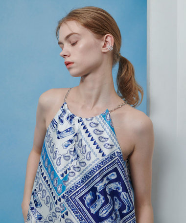 【LOULOU WILLOUGHBY】ウエスタンスカーフＰＴホルターネックワンピース