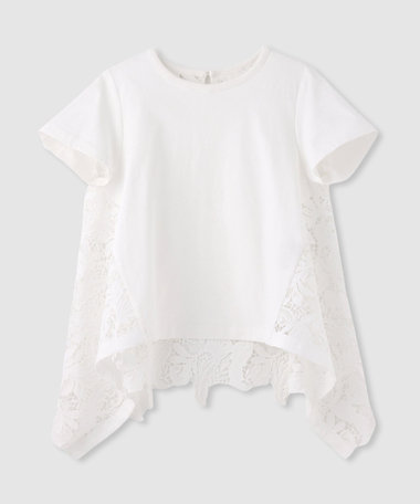 【LOULOU WILLOUGHBY】レースドッキングロングＴシャツ