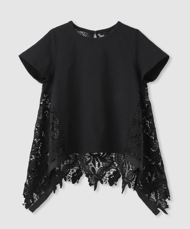 【LOULOU WILLOUGHBY】レースドッキングロングＴシャツ