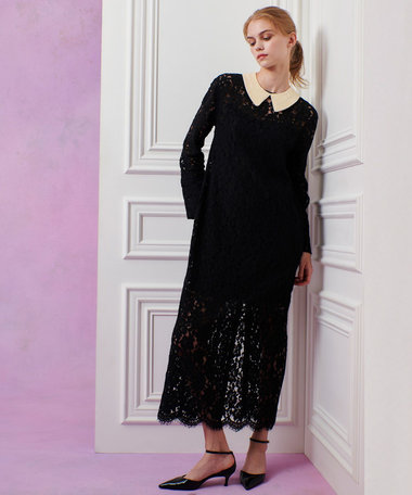 【LOULOU WILLOUGHBY】パールネックレースワンピース