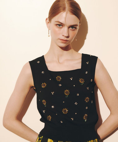 WEB 一部店舗限定【LOULOU WILLOUGHBY】サンフラワービジュータンクトップ