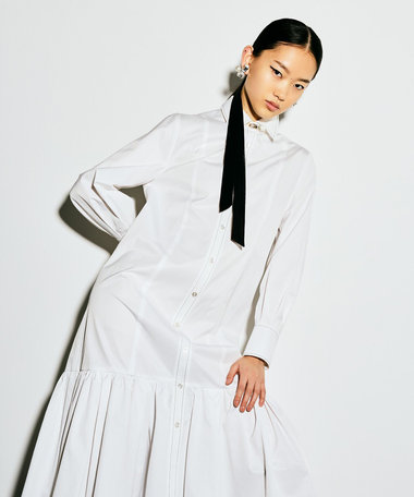 【LOULOU WILLOUGHBY】メモリーツイルティアードシャツワンピース