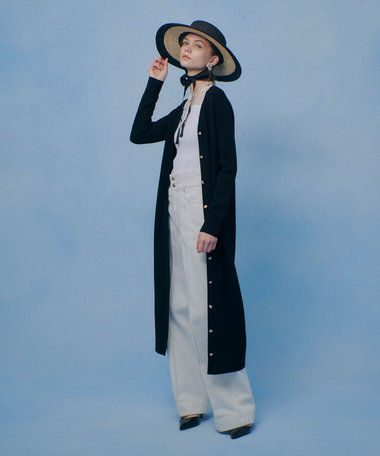 【LOULOU WILLOUGHBY】カノコワイドボーダーカーデワンピース