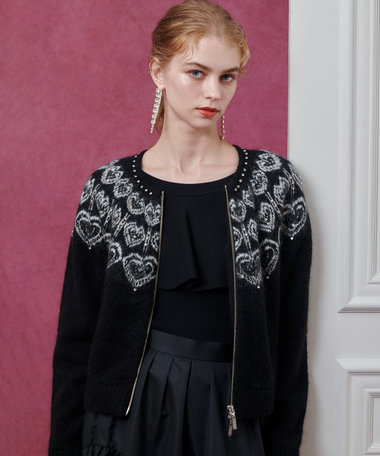 【LOULOU WILLOUGHBY】ハートJQニットブルゾン