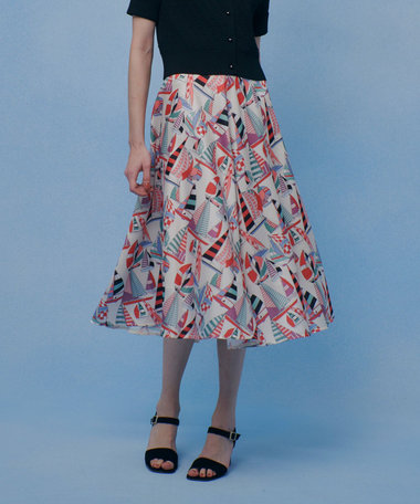 【LOULOU WILLOUGHBY】RATTI マリーナプリントフレアスカート