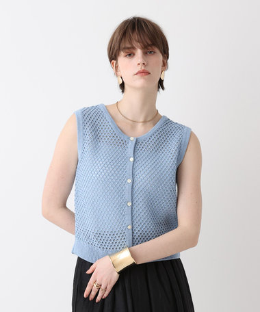 透かし編みジレプルオーバー