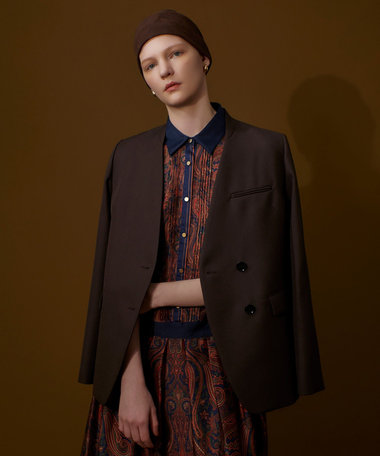 BEARDSLEY ウール ノーカラー ニット コート ジャケット BEARDSLEY（ビアズリー）の「ニットコート（ノーカラーコート