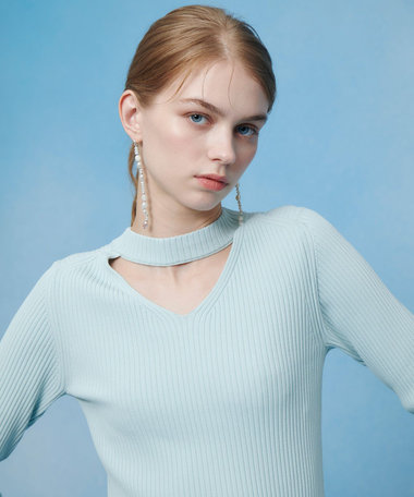 【LOULOU WILLOUGHBY】ホルターバックＶプルオーバー