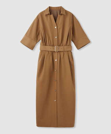 【LOULOU WILLOUGHBY】ナイロンコットンクロスシャツワンピース