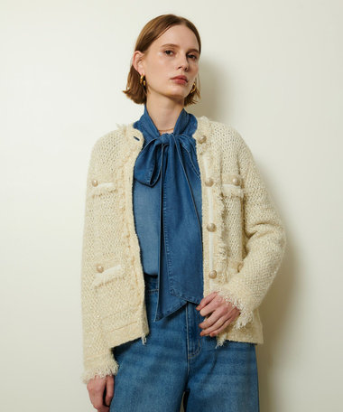 スパンコールジャガードニットジャケット