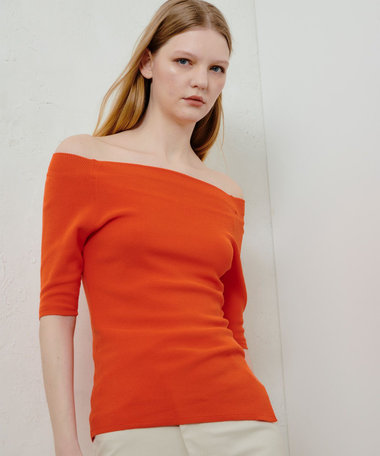 2WAY ネック5分袖プルオーバー