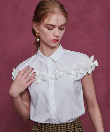 【LOULOU WILLOUGHBY】メニーリボンシャツ