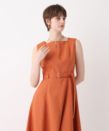 スクウェアデザインフレアーワンピース