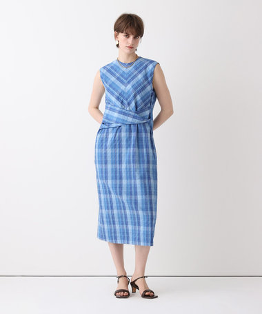 オンブレチェックツイストワンピース