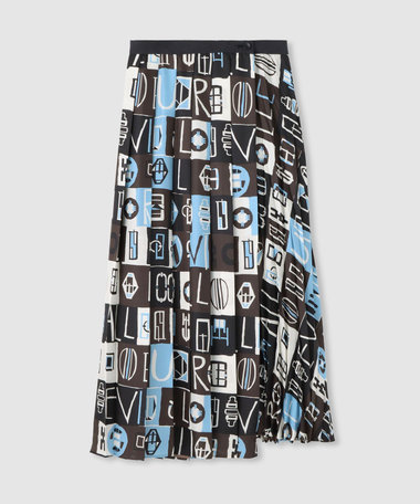 パッチワークプリントプリーツスカート