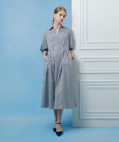 【LOULOU WILLOUGHBY】タックパフシャツワンピース