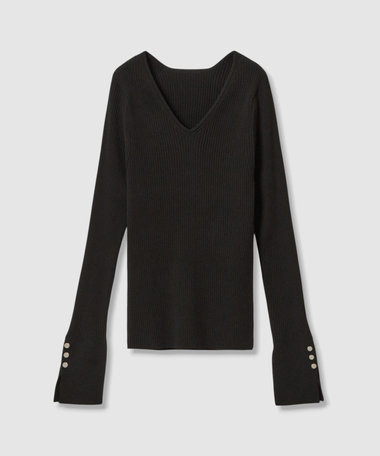 袖釦Vネックプルオーバー