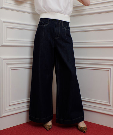 アルアバイル ダークデニム ワイドパンツ　Loulou Willoughby LOULOU WILLOUGHBY】◇デニムバギーパンツ|allureville OFFICIAL