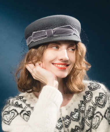 【LOULOU WILLOUGHBY】ベロアリボンキャスケット