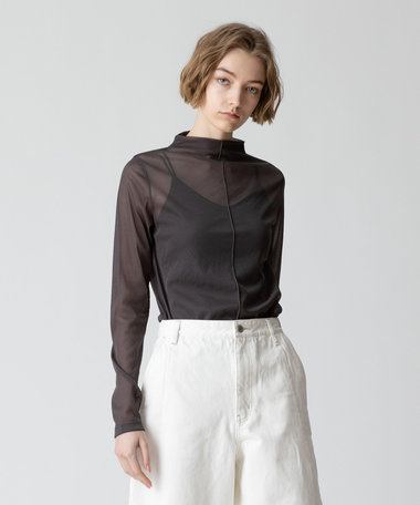 シアーファネルネックプルオーバー