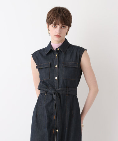 シャンブレーデニムライクワンピース