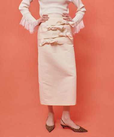 【LOULOU WILLOUGHBY】ランダムリボンタフタスカート