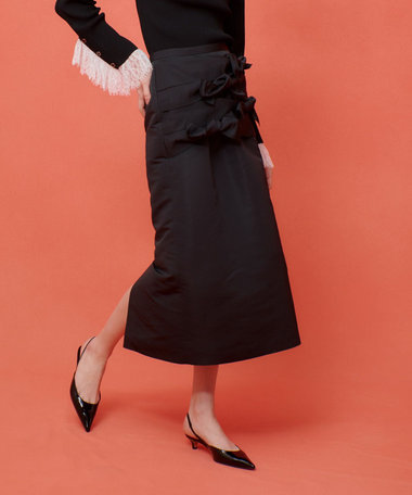 ルルウィルビー　新品　黒　タイトスカート LOULOU WILLOUGHBY】タフタタックフレアスカート|allureville