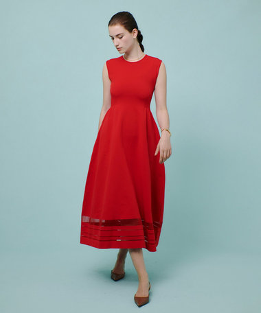 ☆allureville ロングワンピース　Aライン　フレア　ドレス　ベルト　赤 ☆allureville ロングワンピース Aライン フレア ドレス ベルト