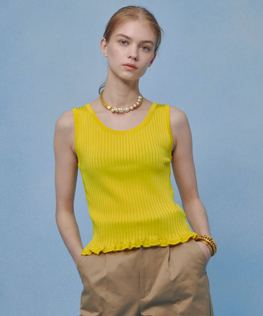 【LOULOU WILLOUGHBY】ワイドリブヘムフリルタンク