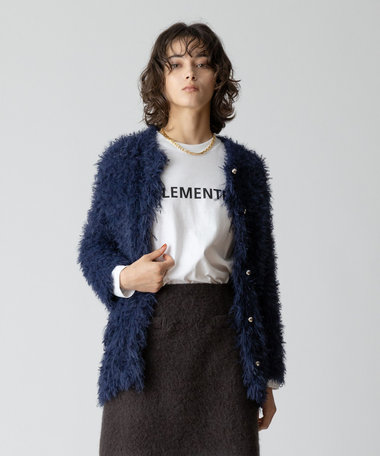 アルアバイル allureville 24AW テープシャギーカーディガン ニット 2 紺 /MI ■OS レディース テープシャギーカーディガン|allureville OFFICIAL SITE