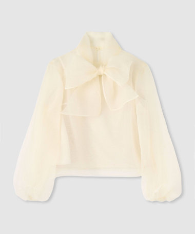 【新品タグ付き✨】シルクオーガンザBIGリボンブラウス　ルルウィルビー LOULOU WILLOUGHBY】シルキーリボンブラウス|allureville