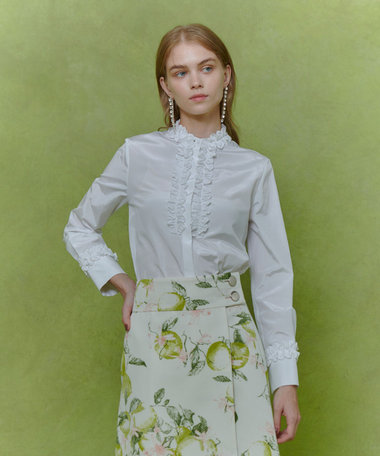 【LOULOU WILLOUGHBY】テクニカルギャザーブラウス