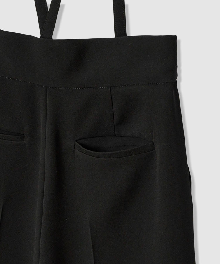 LOULOU WILLOUGHBY 【LOULOU WILLOUGHBY】ダブルクロスハイウエストサロペットパンツ ブラック (95)